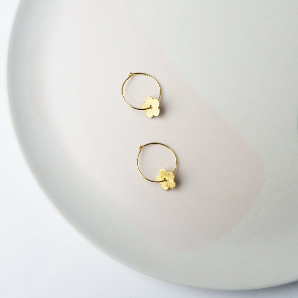 Small wide gold hoop on sale earrings